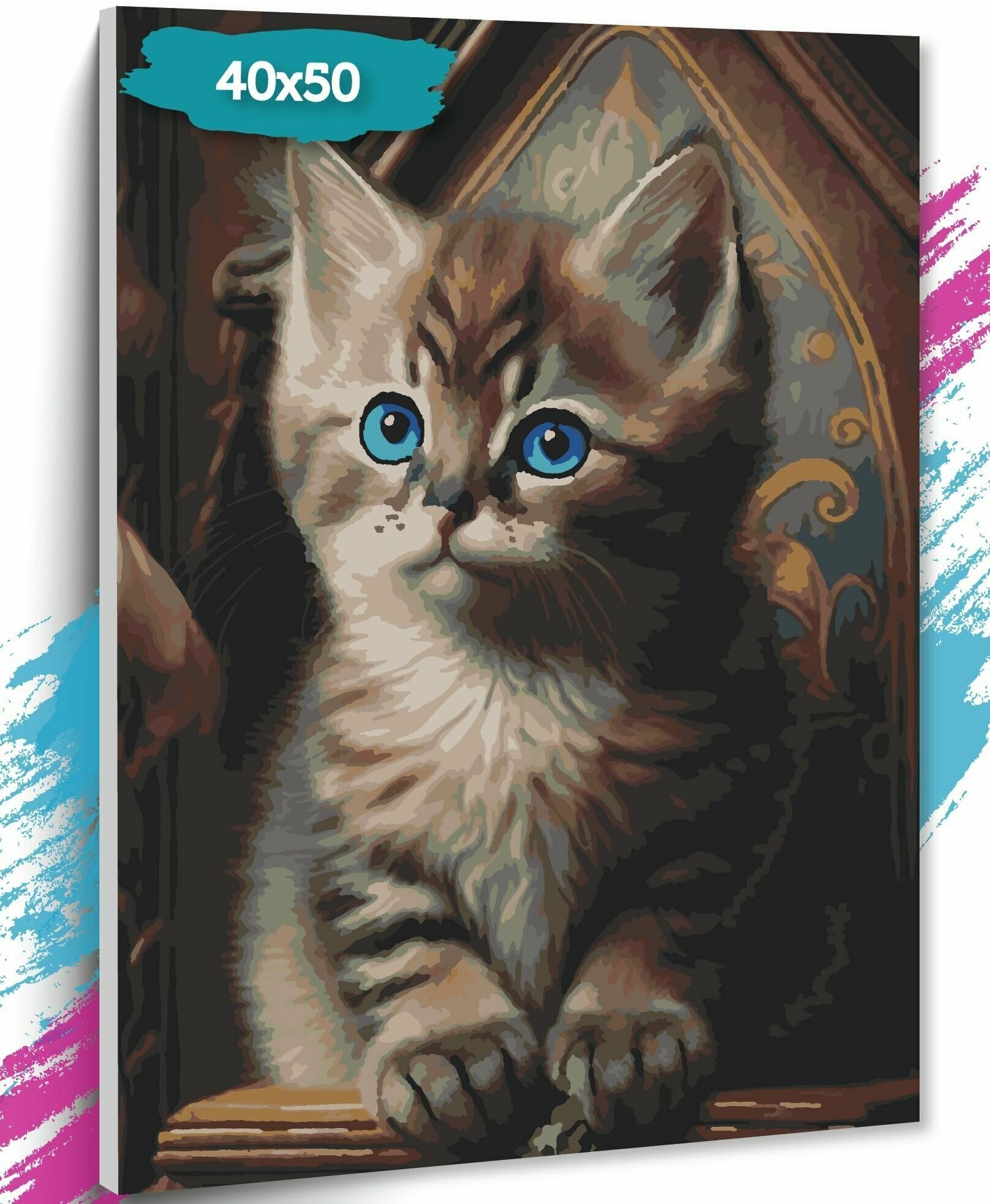 Картины по номерам Голубоглазый котик