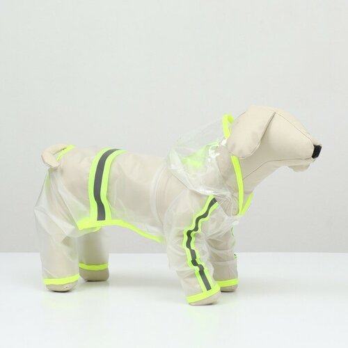 Дождевик-комбинезон для собак, размер M (ДС 30, ОГ 42 см, вес 5-8 кг), прозрачный-жёлтый дождевик для животных прозрачный m белый кант