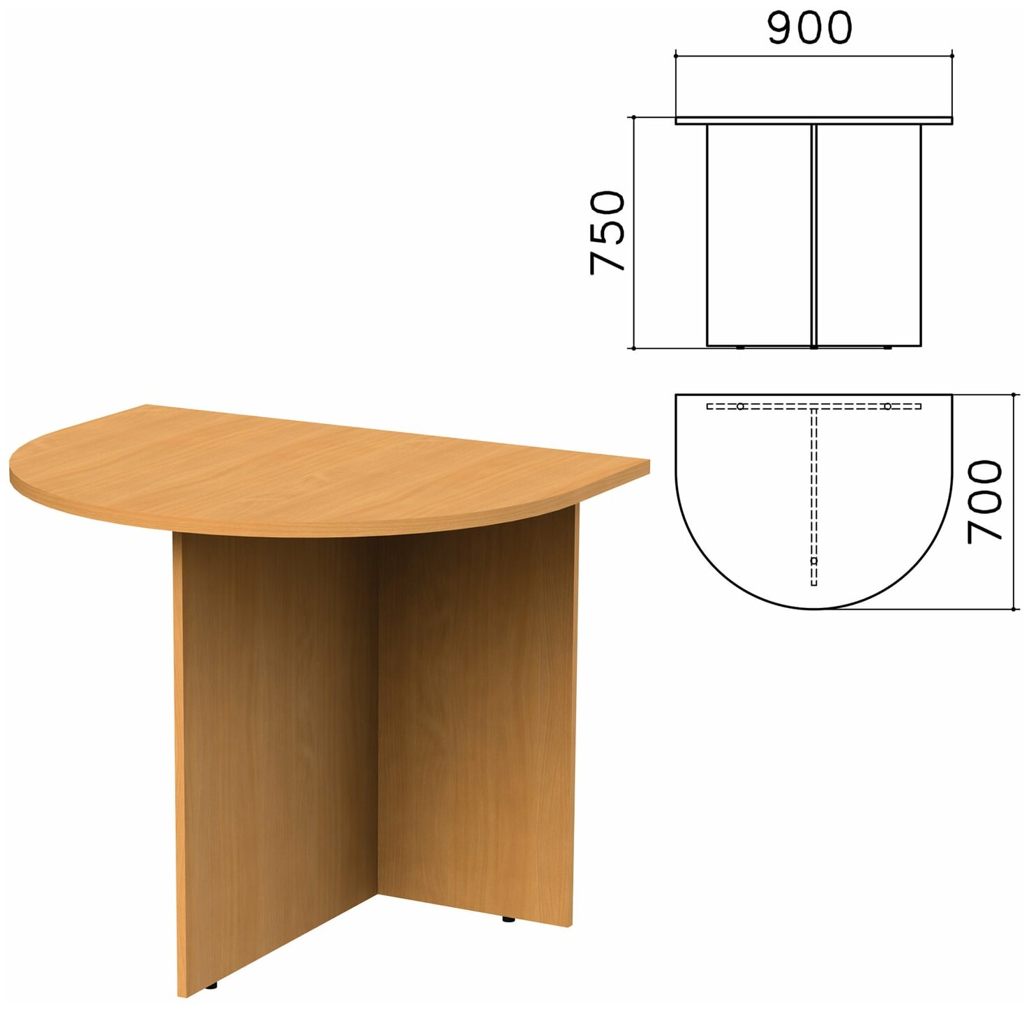 Стол приставной к столу для переговоров (640110) "Монолит", 900х700х750 мм, бук бавария