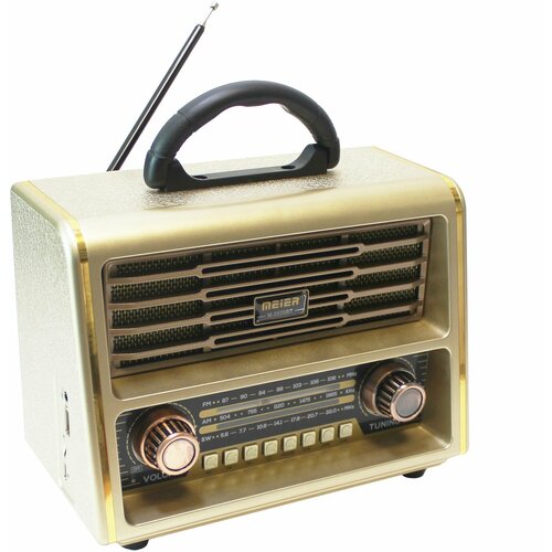 Чувствительный Bluetooth радиоприемник с ретро-дизайном Meier M-2028BT Gold 297700₽