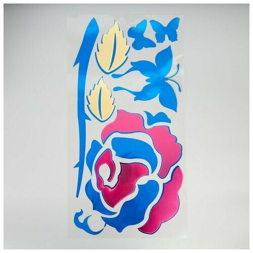 Наклейка интерьерная зеркальная Роза цветная 61х32 см 807₽