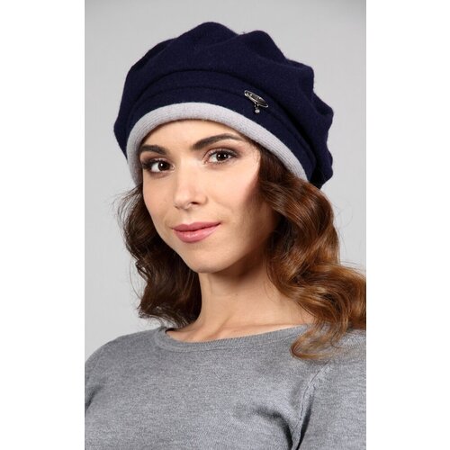 Берет Di Lana, демисезон/зима, шерсть, утепленный, размер универсальный, синий