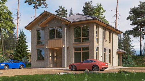 Изображение товара Проект двухэтажного дома с 6 спальнями, множеством подсобных помещений, мастер-спальней с душевой и гардеробной