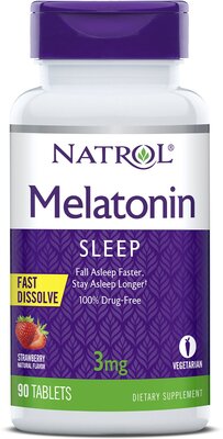 Melatonin Fast Dissolve таб., 3 мг, 70 г, 90 шт., клубника