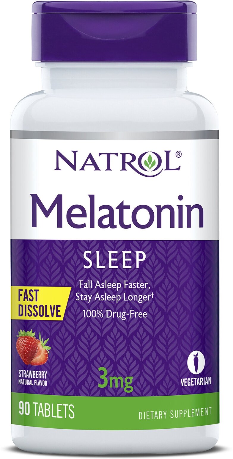 Melatonin Fast Dissolve 3 мг, 90 таблеток со вкусом клубники