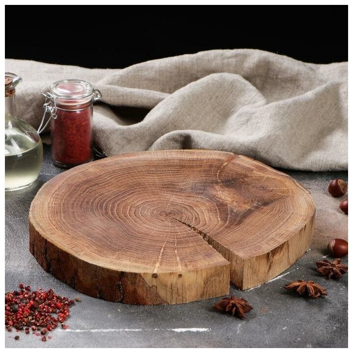 Спил для подачи Доброе дерево торцевой, "Дубовый", 25-30х3 см