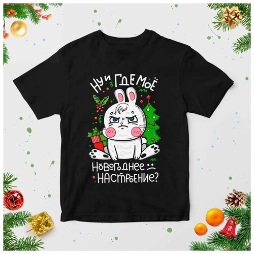фото Футболка чёрная год кролика №14, 34, рост 122-128 см. migom