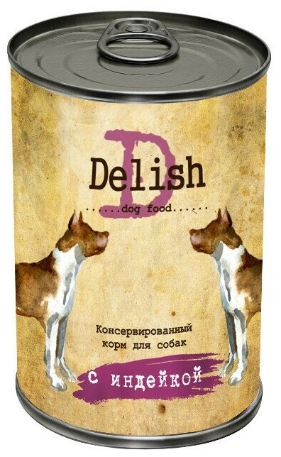 Delish индейка консервы для собак 12 шт. по 970г