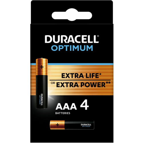 Батарейки AAA (LR03) Duracell Optimum, 4 шт батарейка duracell optimum lr03 6bl 5014066 ааа алкалиновые 1 5v 6шт уп