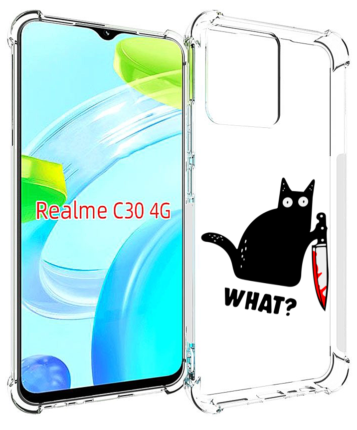 Чехол MyPads котик-убийца для Realme C30 4G / Narzo 50i Prime задняя-панель-накладка-бампер