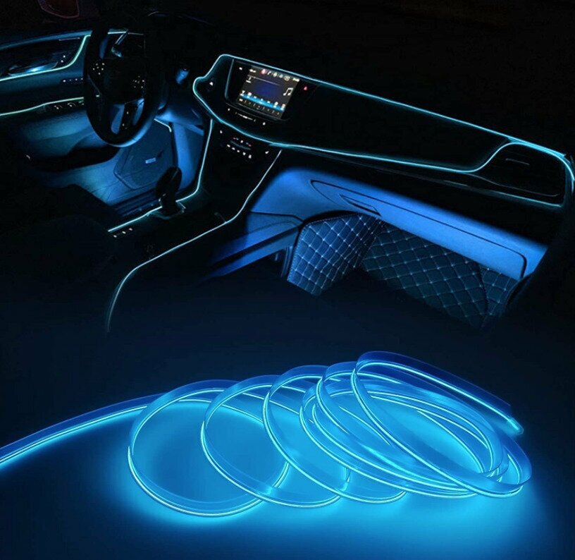 Светодиодная лента SmartElectronics 3м,12В,120 LED/m Неоновая лента в авто, подсветка для салона автомобиля/Синий - фотография № 2
