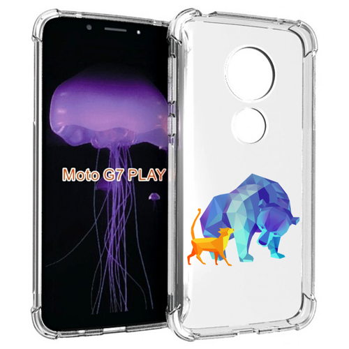 Чехол MyPads Кот-и-медведь для Motorola Moto G7 Play задняя-панель-накладка-бампер