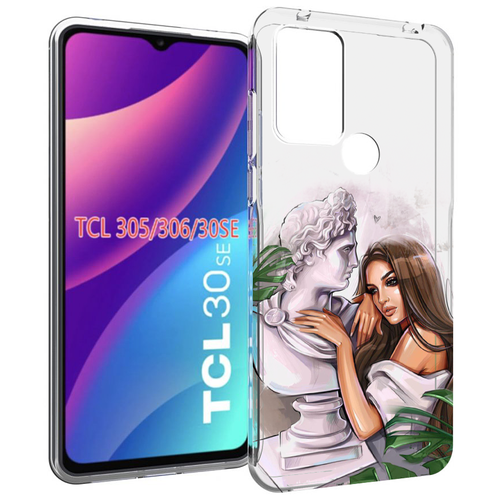 Чехол MyPads девушка-модель-со-статуей женский для TCL 30SE / TCL 305 / TCL 306 / TCL 30E задняя-панель-накладка-бампер чехол mypads нежная девушка женский для tcl 30se tcl 305 tcl 306 tcl 30e задняя панель накладка бампер