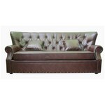 Коричневый диван из натуральной кожи Tesco - изображение