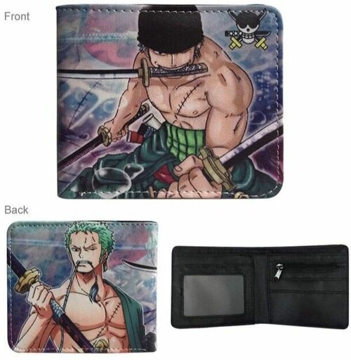 Бумажник One Piece, фактура гладкая, серый, зеленый