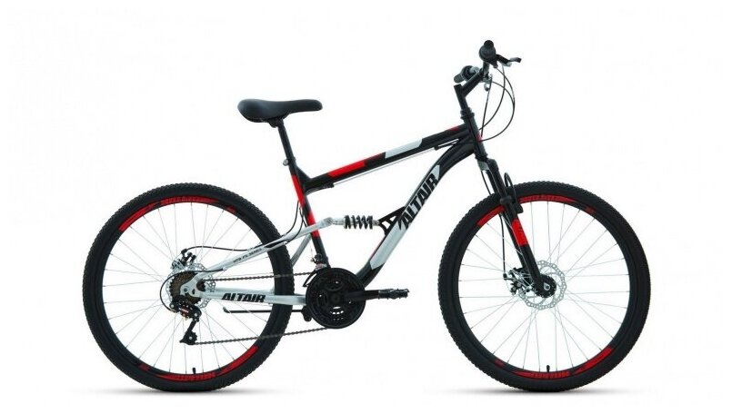 Велосипед горный двухподвесной ALTAIR MTB FS 26 2.0 disc 16" (2021), 18" черный/красный