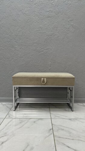 Изображение товара Банкетка в прихожую с мягким сиденьем, ящиком и полками для обуви