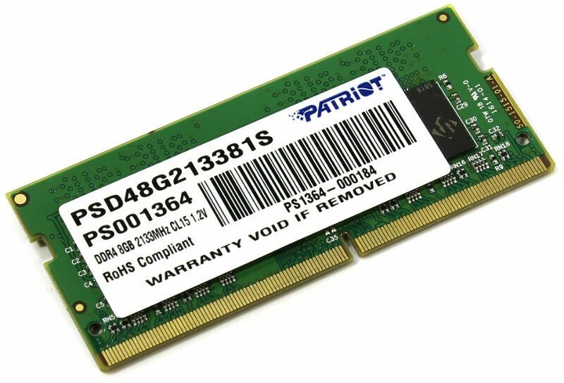 Модуль памяти Patriot Memory DDR4 SO-DIMM 2133MHz PC4-17000 - 8Gb PSD48G213381S