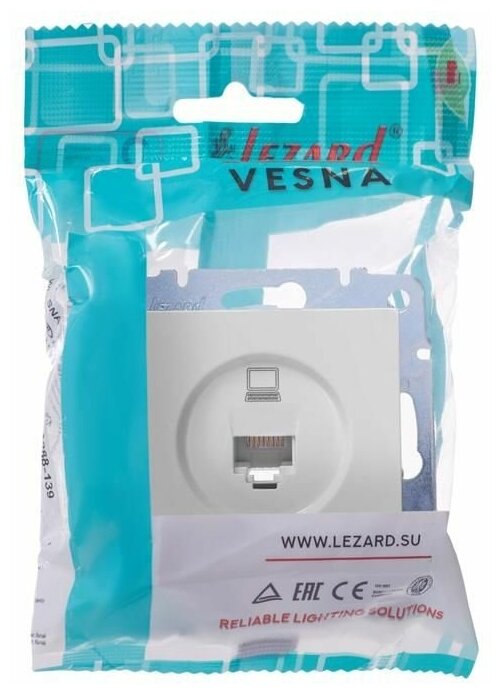 Розетка компьютерная 1-м СП Vesna механизм бел. LEZARD 742-0288-139