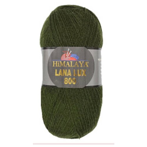 Пряжа HiMALAYA Lana Lux 800 / 74617 зеленый пряжа himalaya lana lux 800 хималая лана люкс 800 цвет 74612 красный 50% шерсть 50% акрил 100г 800м 1 моток