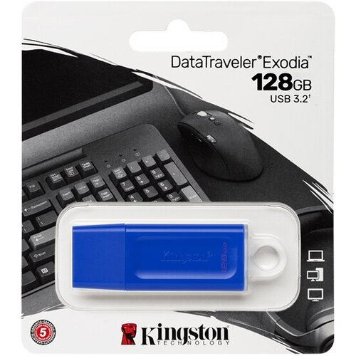 USB Flash Drive 128Gb - Kingston DataTraveler Exodia Blue KC-U2G128-7GB usb flash drive 128gb kingston datatraveler exodia green kc u2g128 7gg