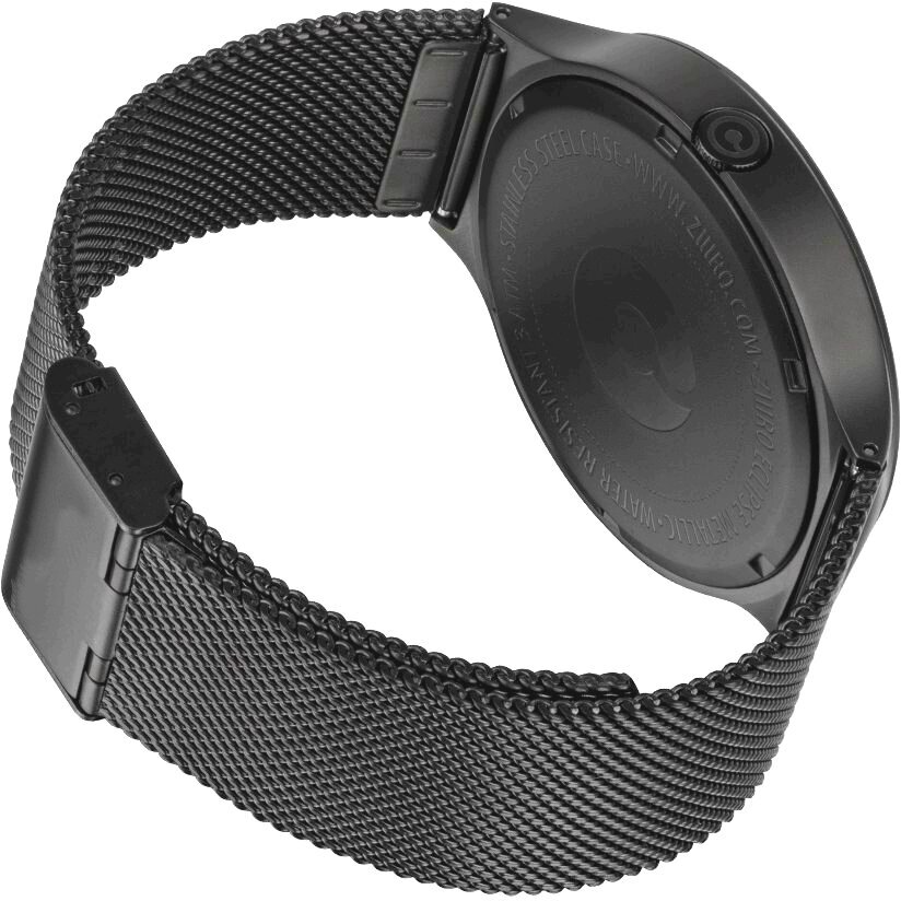 Сменный ремешок-браслет MyPads Inox Clip стальной железный металлический для ASUS ZenWatch (WI500Q) умных смарт-часов из нержавеющей стали сетчатый плетеный ремешок с замком-застежкой клипса (черный)