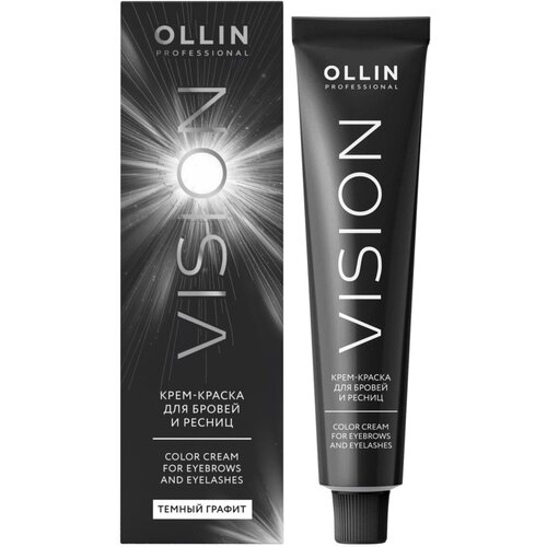 OLLIN Professional крем-краска Vision для бровей и ресниц 20мл, темный графит, 20 мл краски для волос ollin professional крем краска для бровей и ресниц в наборе ollin vision set graphite графит