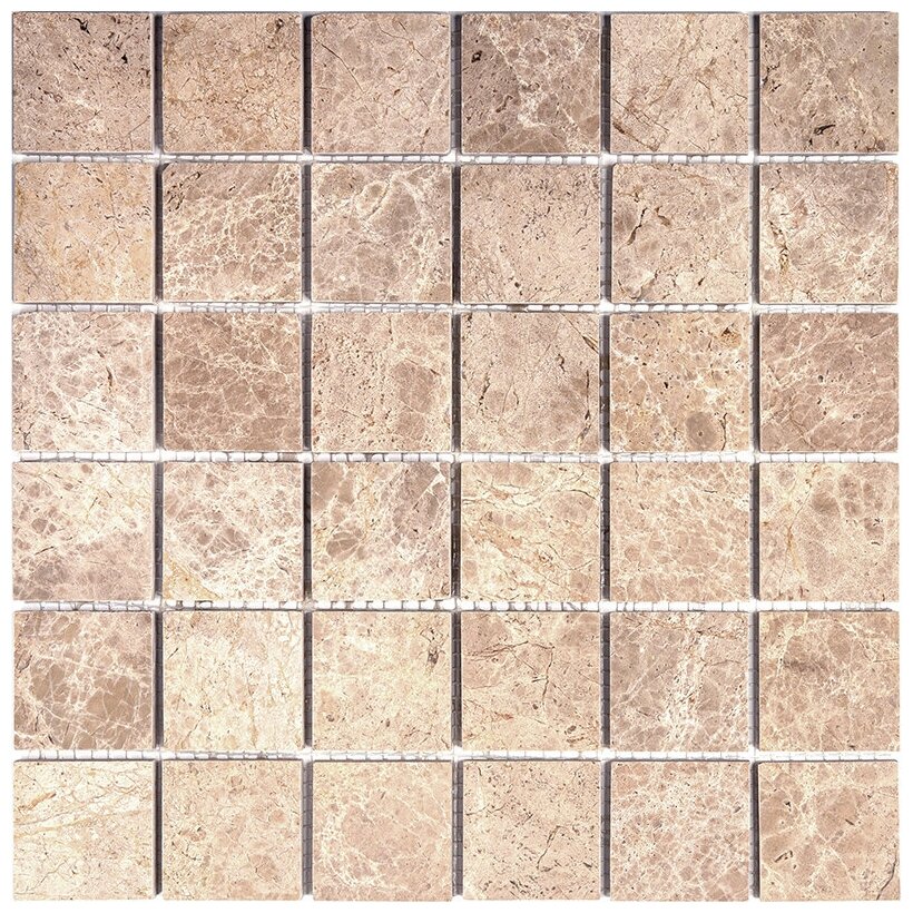 Мозаика из мрамора Natural Mosaic 7M036-48P-(Emperador-Light) бежевый светлый квадрат глянцевый