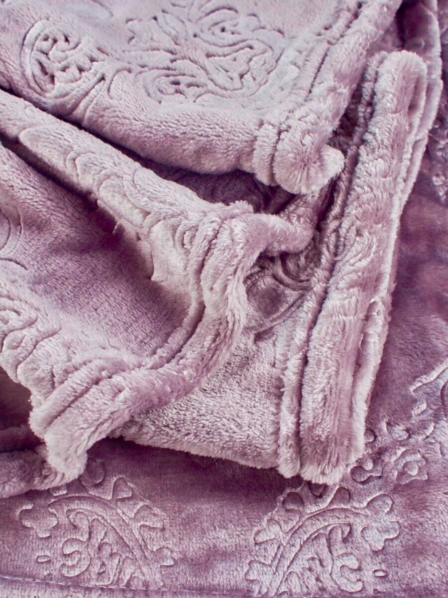 Покрывало / Плед велсофт жаккардовый с тиснением цветок 220х200, розовый , Enrika - фотография № 3