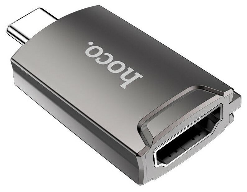 HOCO / Адаптер переходник /Адаптер переходник с Type-C USB на HDMI металл серый / UA19