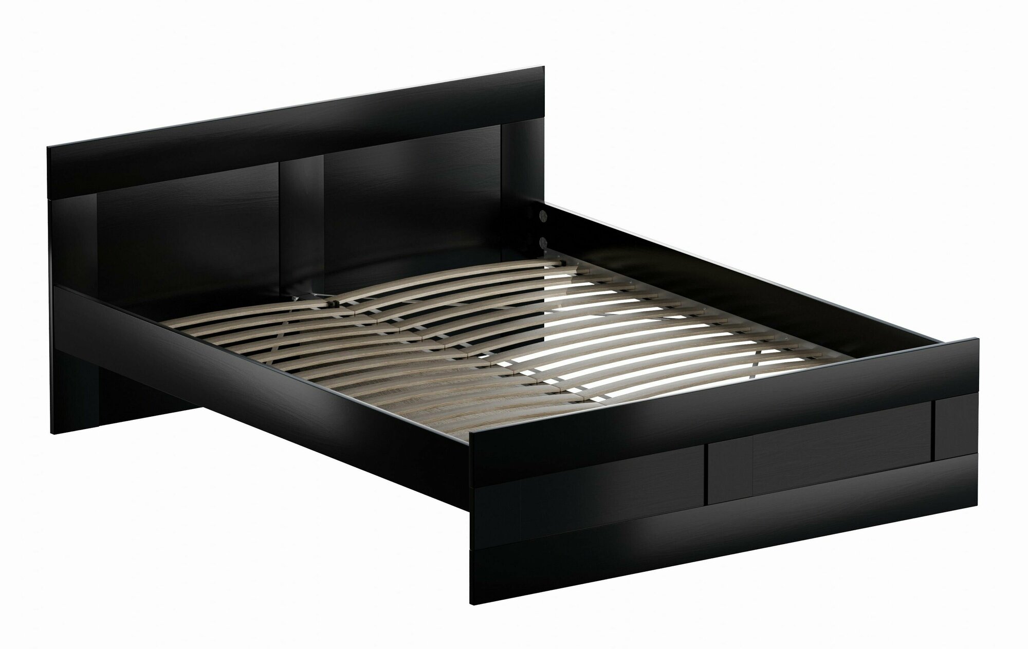Кровать ГУД ЛАКК Сириус, двуспальная, 160х200 см, черная, дуб венге