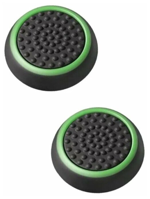 2 шт. силиконовые антискользящие накладки на стики для джойстика Xbox PS3 PS4 (черно-зеленые)