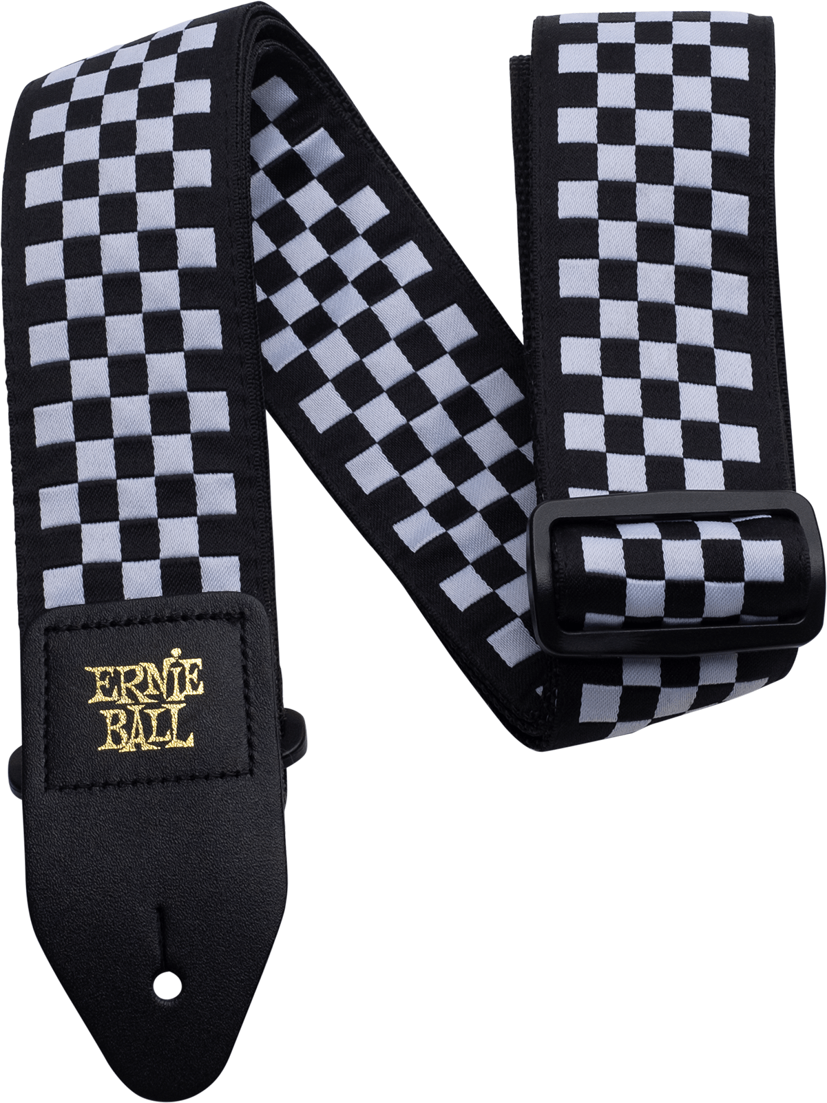 Ремень для гитары акустической, бас-гитары, электрогитары Ernie Ball 4149 Black and White Checkered Jacquard, регулируемый