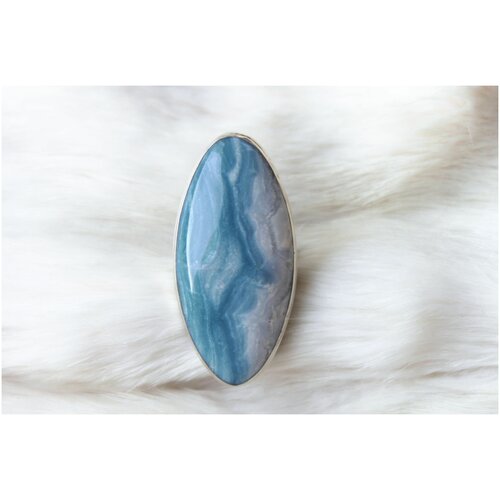 Кольцо 100% Ural, флюорит, размер 17, серый, голубой