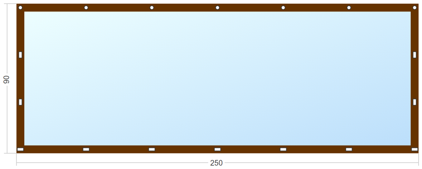Мягкое окно Софтокна 250х90 см съемное, Скоба-ремешок, Прозрачная пленка 0,7мм, Коричневая окантовка, Комплект для установки - фотография № 3