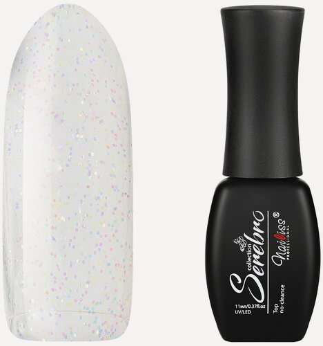 Изображение товара Топ для гель-лака Serebro без липкого слоя, с блестками, глянцевый, прозрачный, 11 мл
