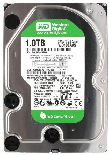 Жесткий диск Western Digital WD10EAVS 1Tb SATAII 3,5" HDD