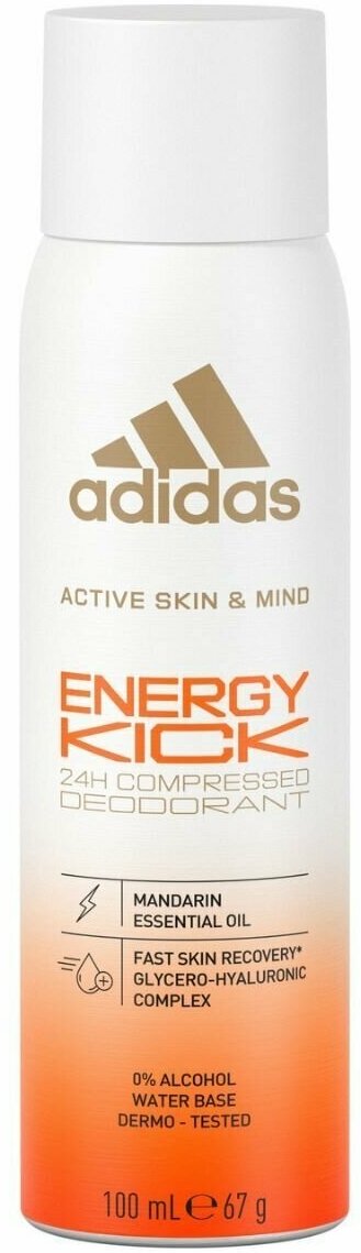 Дезодорант спрей 24H Adidas Energy Kick 100 мл (Из Финляндии)