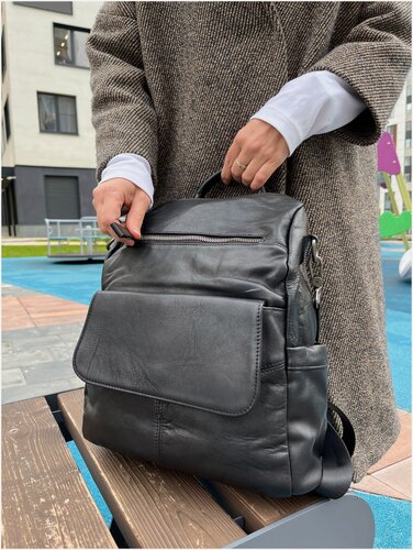 Изображение товара Рюкзак городской женский 2025 BRUONO из натуральной кожи черный