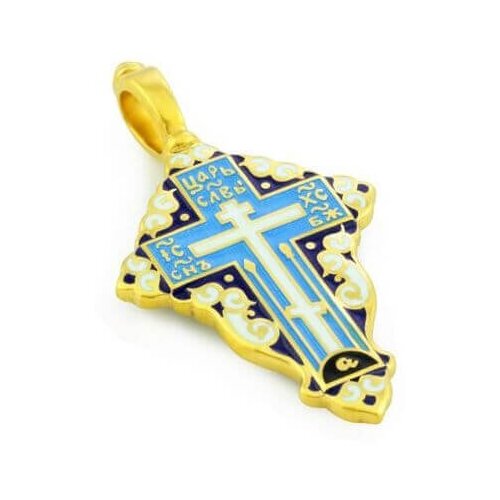 Крестик Деревцов, серебро, 925 проба, чернение, золочение, эмаль