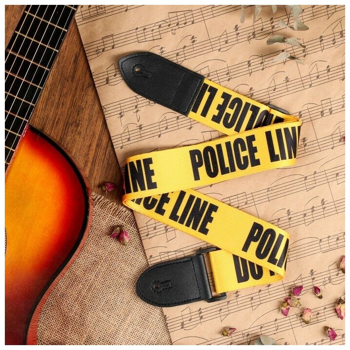 Music Life Ремень для гитары Police, 60-117 х 5 см, желтый