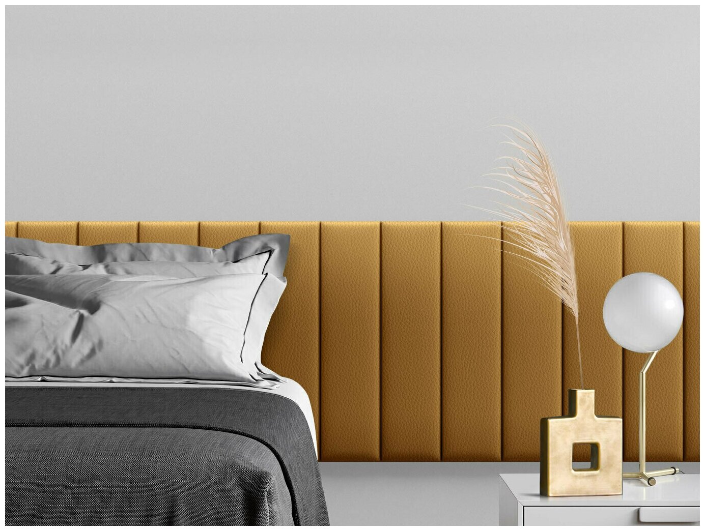 Мягкое изголовье кровати Eco Leather Gold 15х60 см 4 шт.
