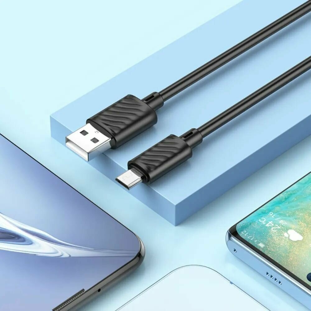 Кабель Hoco X88 Gratified, USB - microUSB, 1 м, черный — фото 8