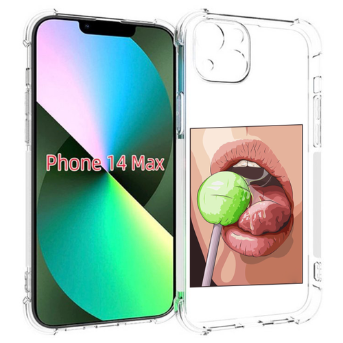 Чехол MyPads зеленый-чупа-чупс женский для iPhone 14 Plus (6.7) задняя-панель-накладка-бампер