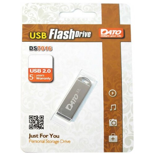 Флеш Диск Dato 8Gb DS7016 DS7016-08G USB2.0 серебристый