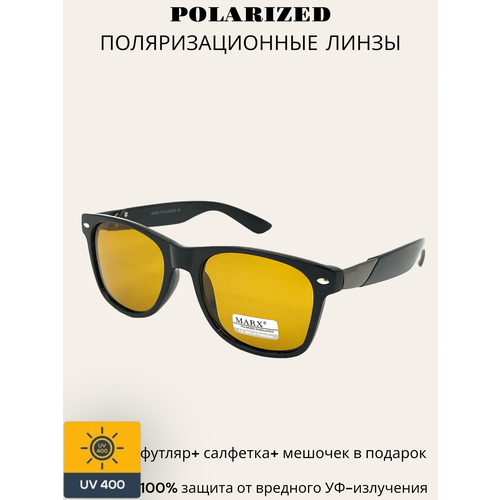 фото Солнцезащитные очки marx, вайфареры, оправа: пластик, поляризационные, с защитой от уф, коричневый
