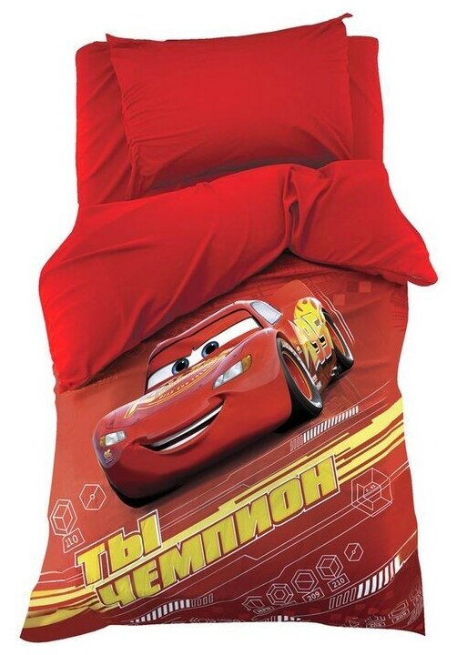 фото Disney Постельное бельё 1.5 сп "Тачки" 143х215 см, 150х214 см, 50х70 1 шт, поплин 125 г/м2