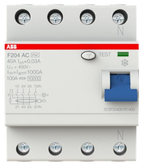 F204 AC-63/0,03 2CSF204001R1630 Выключатель дифференциального тока четырехполюсный 63A 30мА (тип АС) ABB - фото №20