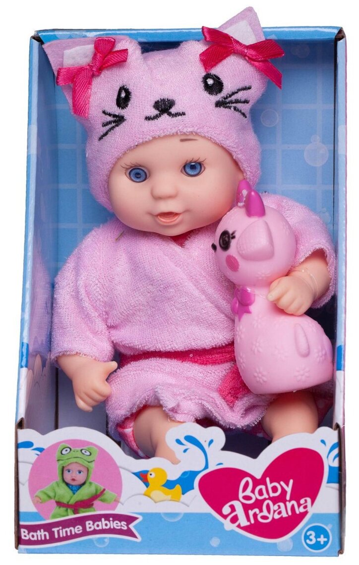 Пупс ABtoys Baby Ardana 23см, в банном халате и игрушкой &quotКошечка&quot, в коробке A361C