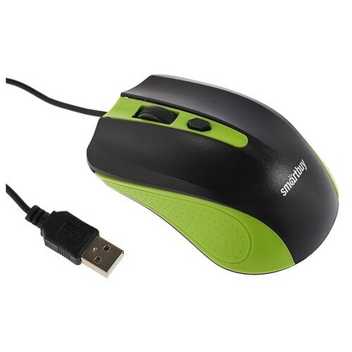 Мышь Smartbuy ONE 352, проводная, оптическая, 1600 dpi, USB, зелёно-чёрная smartbuy мышь smartbuy rush evolve игровая проводная 4800 dpi usb подсветка чёрная